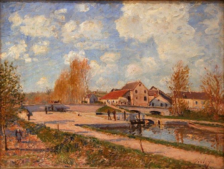 Alfred Sisley The Bourgogne Lock at Moret, Spring Norge oil painting art
